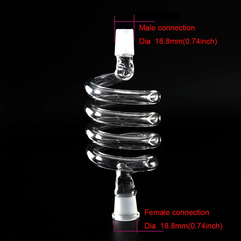 Dia18.8mm 14mm Spring Glass Spiral Part Twirl Glass Hookah Shisha Chicha Accessories Coil Glass Tube for Narguile Connector