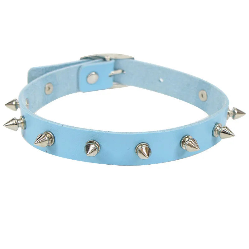New Spike Rivet Gothic Pink Black Punk Rock Sexy Gothic Collar Chokers Women Men Steampunk Leather Heart Punk Choker Necklace
