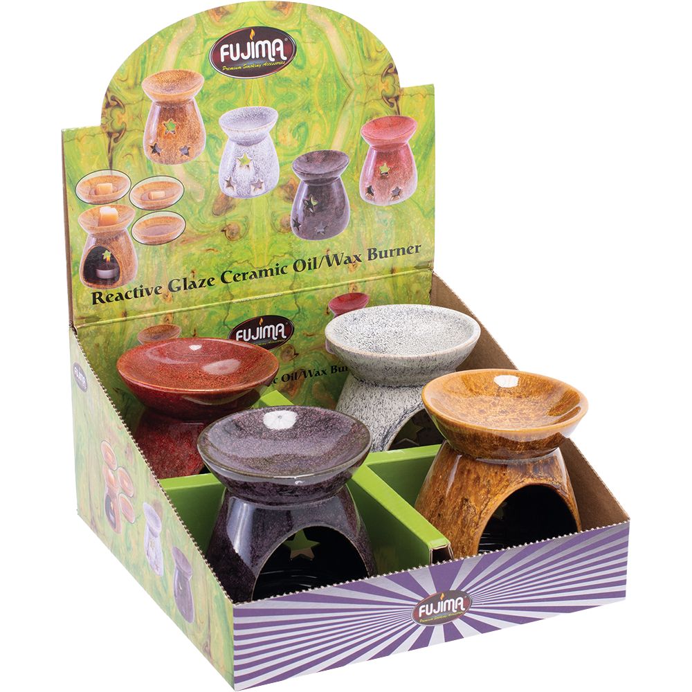 Fujima Reactive Glaze Ceramic Oil or Wax Burner - 3.8" / 4ct