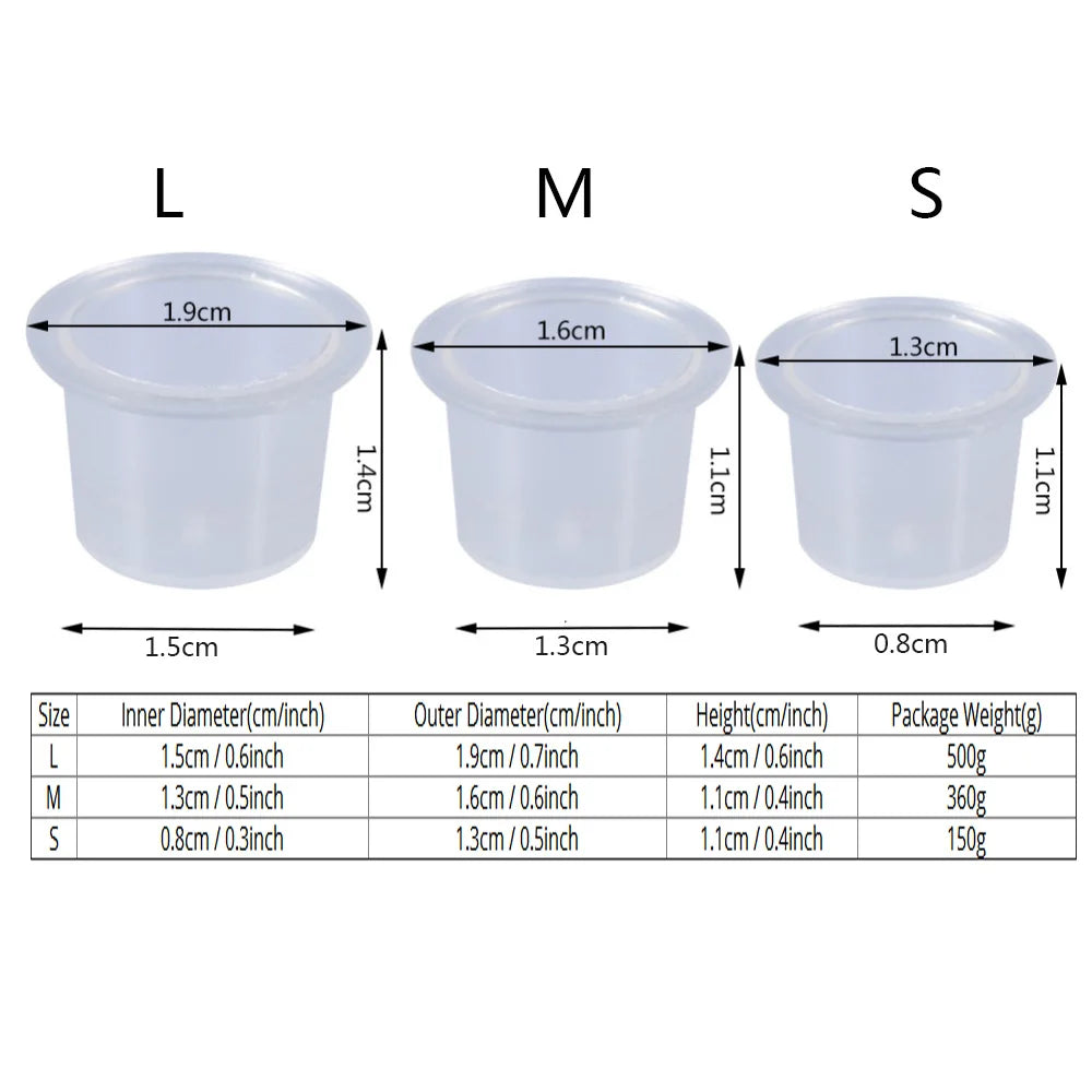 100pc S/M/L Plastic Disposable Microblading Tattoo Ink Cups Permanent