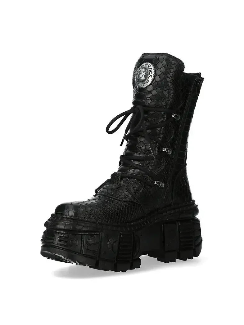 Men’s Gothic Buckle Chunky Platform Combat Boots