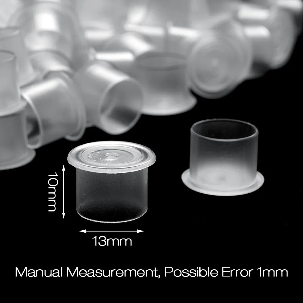 100pcs Tattoo Ink Cups Plastic Microblading Tatuagem Acessorios Pigment  Caps With Bottom S/M/L For Needle Tip Grip Power Supply