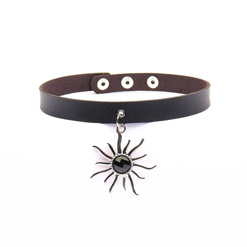 Gothic Punk Faux Leather Choker Necklaces