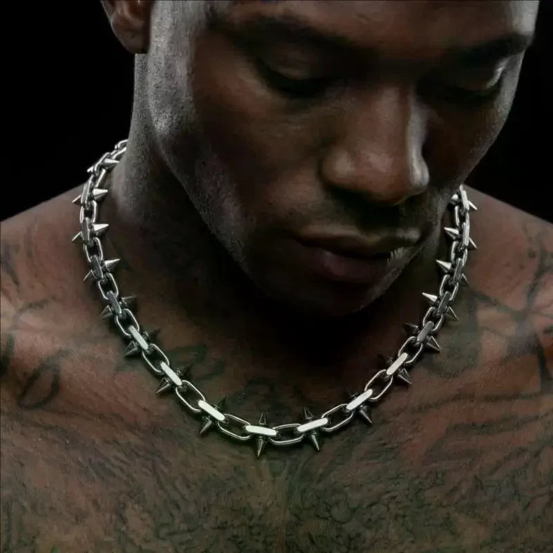 Gothic Punk Barbed Spike Chain Necklace