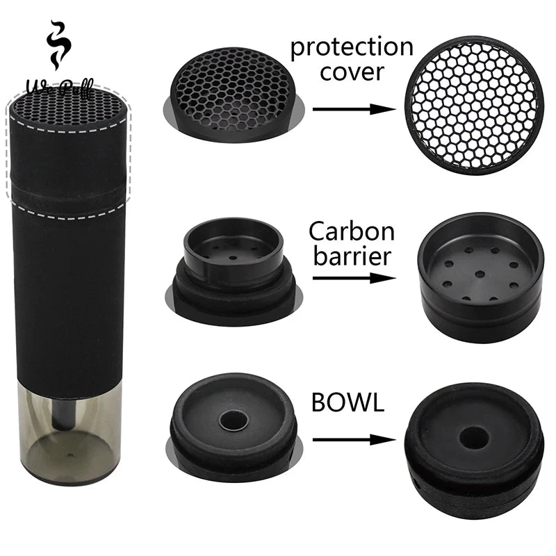 Acrylic 25cm Smoking Pipe Hookah Set with Ceramic Tobacco Grass Bowl Cigarette Holder Portable Shisha Pipa kit Gadgets for men