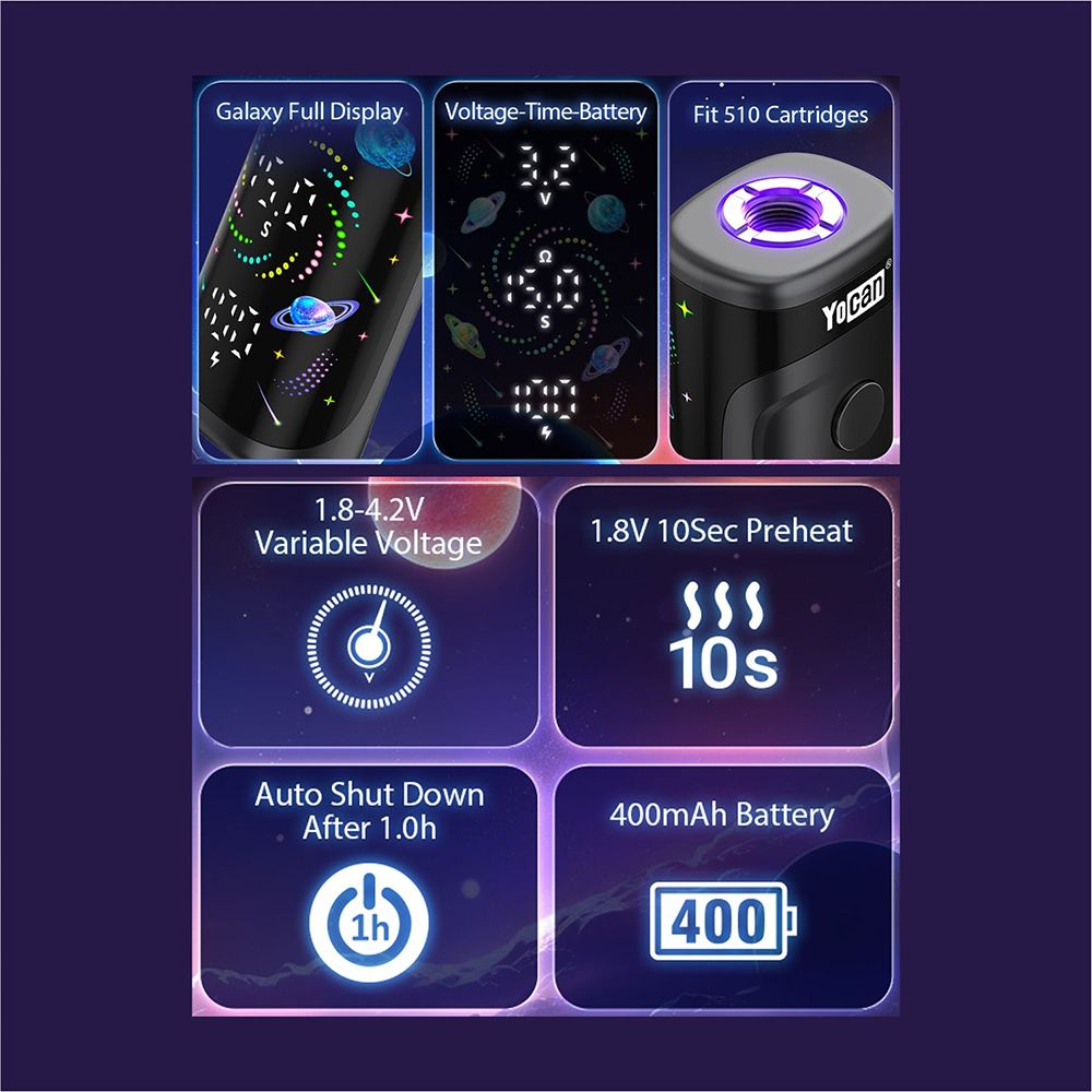 15CT DISPLAY - Yocan Kodo Star 510 Box Mod - 400mAh / Assorted Colors