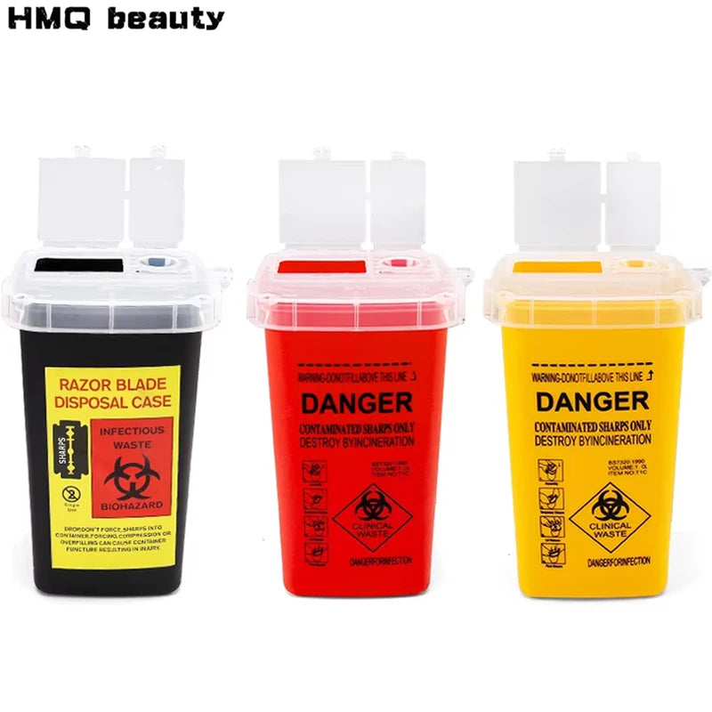 1L Plastic Waste Box Medical Supplies Container Large Capacity Disposable Collect Box Tattoo Needles Blade Recycling Storage Box