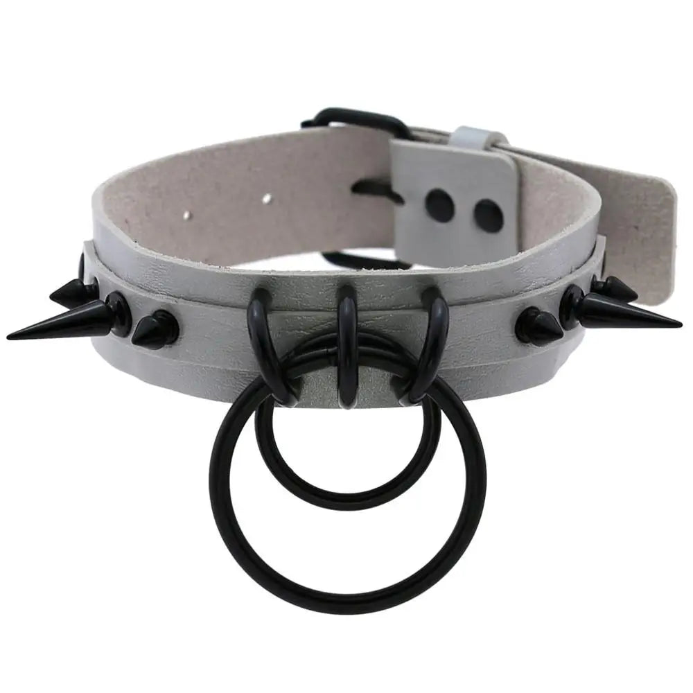 Gothic Punk Double O-Ring Spike Choker