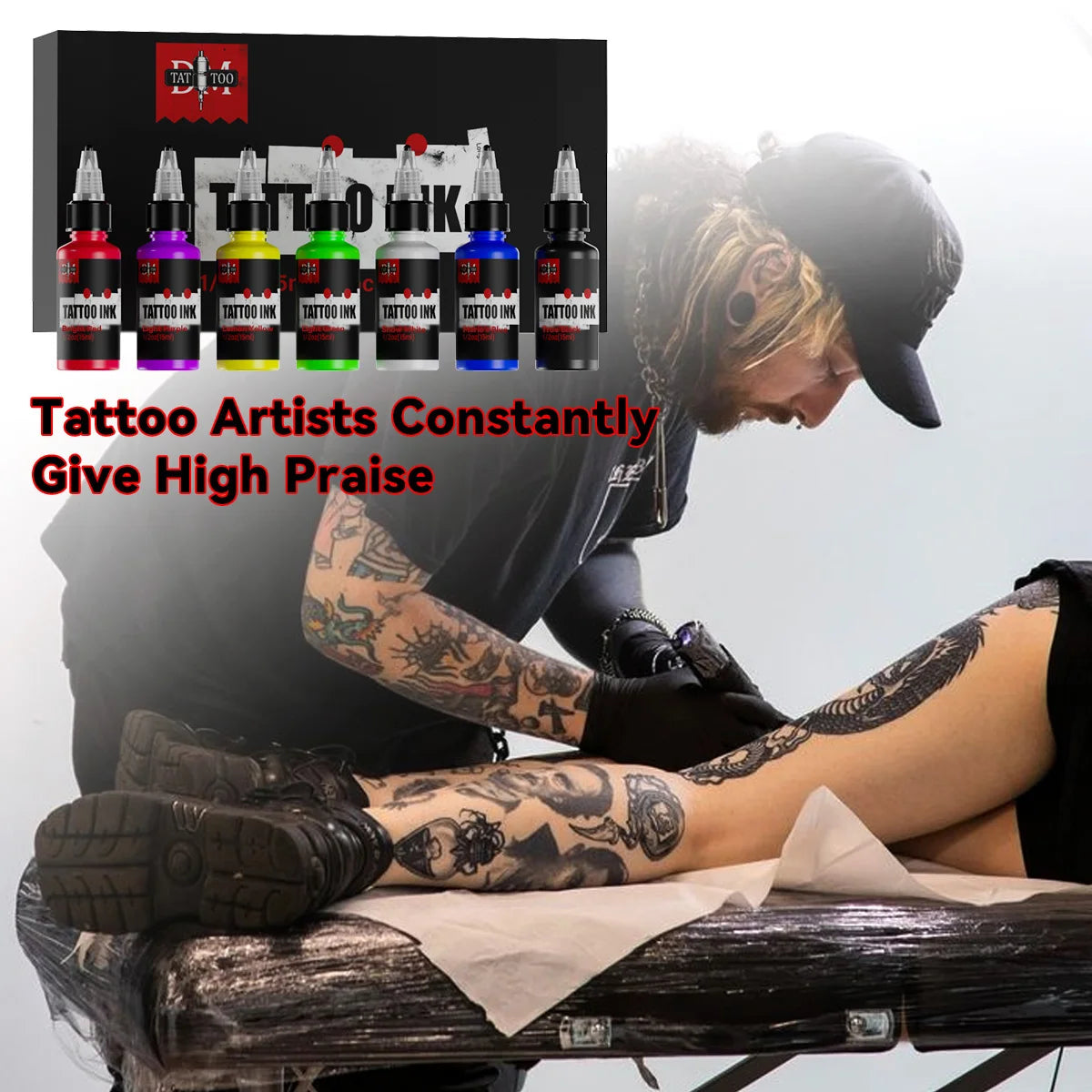 DM 15ml 7Colors Tattoo Ink Body Art Pigment Professional Beauty Paints Makeup Tattoo Supplies Semi-permanent Tattoo Supplies