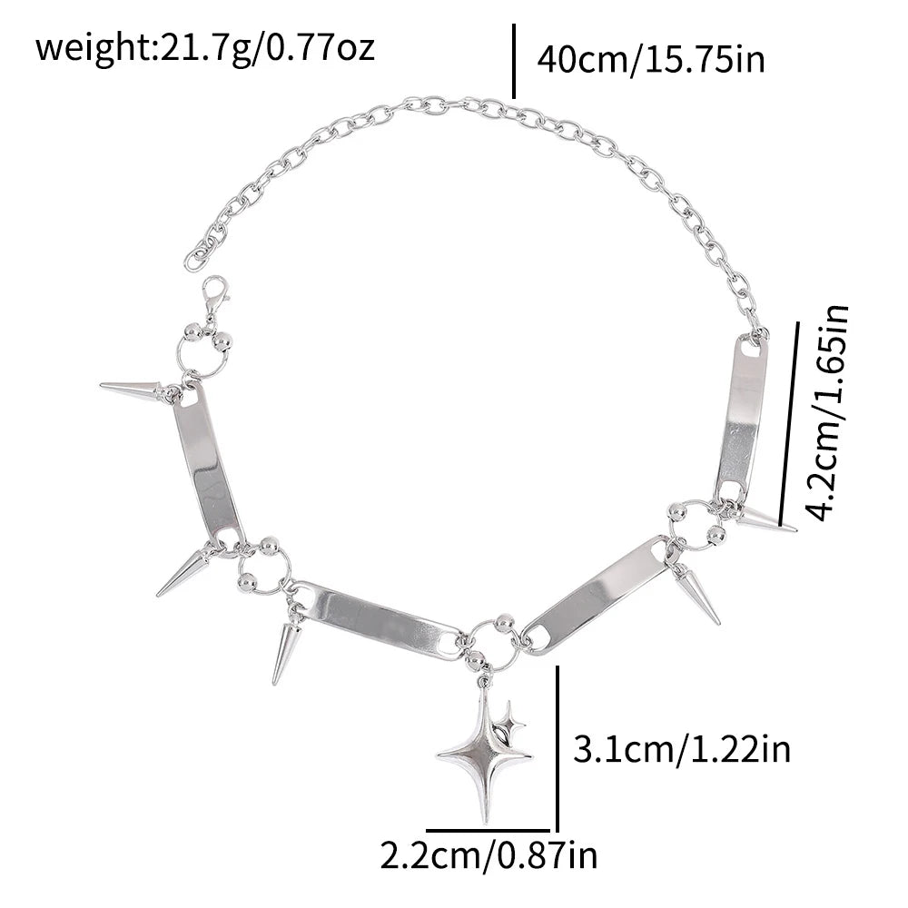 Y2K Punk Spike Star Chain Necklace