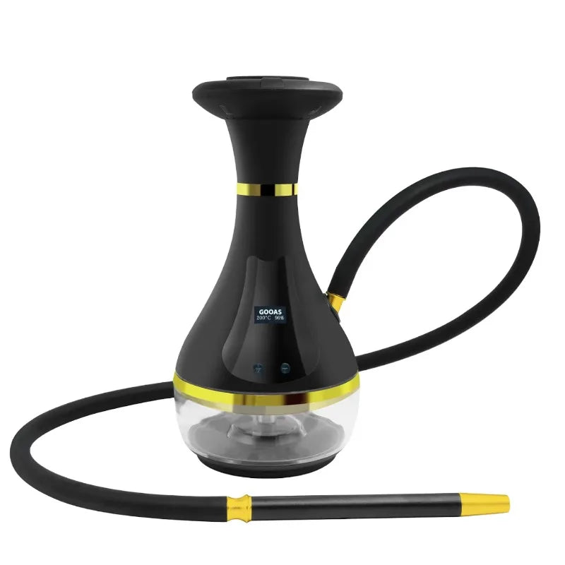 Deluxe Rechargeable Electronic Hookah Full Kit: Light Emitting Diode Touch Screen Electric Heating Hookah Non-Charcoal Tools