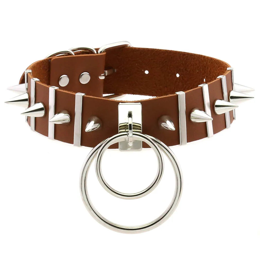 Punk Double O-Ring Spike Choker