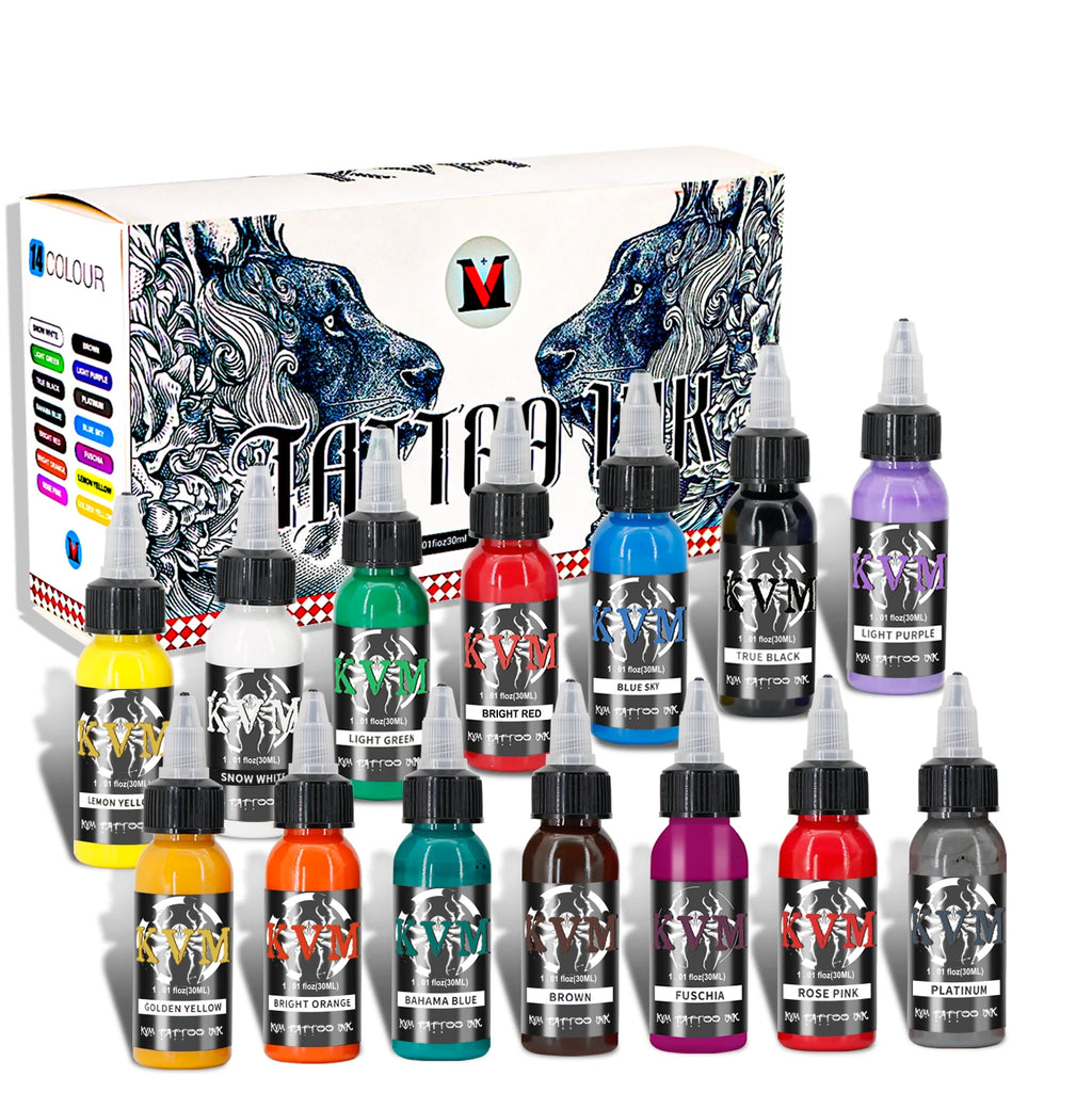 KVM 30ml Multi-Color Tattoo Ink Pigment with Box Art Tattoo Kit Natural