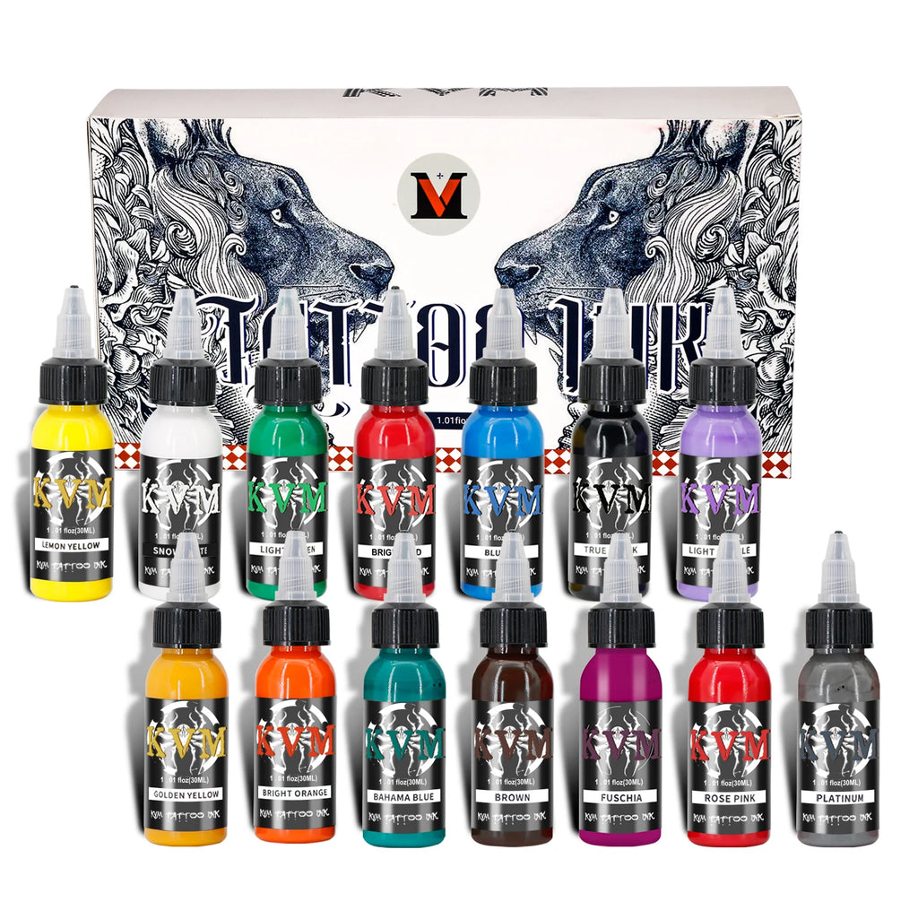 KVM 30ml Multi-Color Tattoo Ink Pigment with Box Art Tattoo Kit Natural