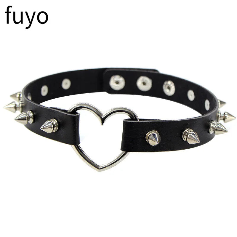 Gothic Punk Faux Leather Choker Necklaces