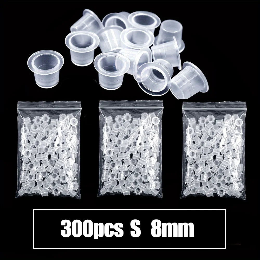 300/100pcs Disposable Tattoo Ink Cups S/M/L Plastic Clear Holder Container Cap for Tattoo Pigment & Permanent Makeup Accessories