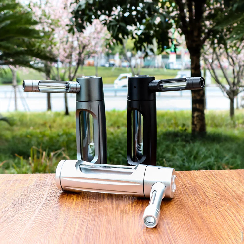 Portable Metal Smoking Pipe with 155mm Glass Bowls Dry Burning Grass Tobacco Pipes Hookah Shisha Pipa for Smoke Accessories