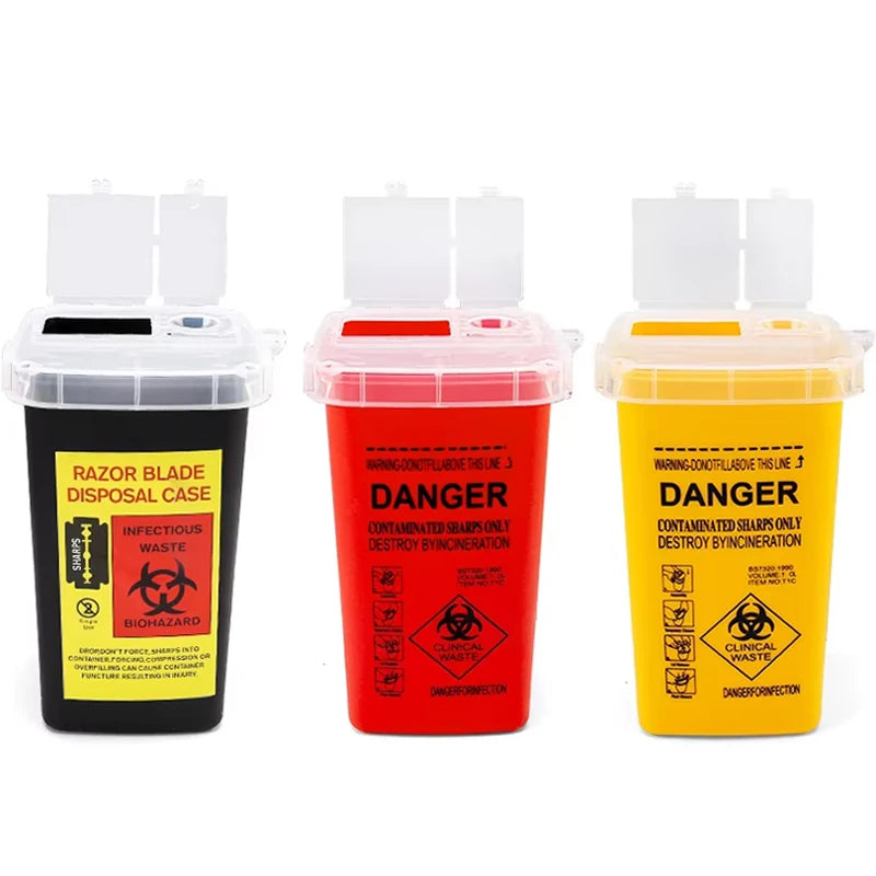 1L Plastic Waste Box Medical Supplies Container Large Capacity Disposable Collect Box Tattoo Needles Blade Recycling Storage Box