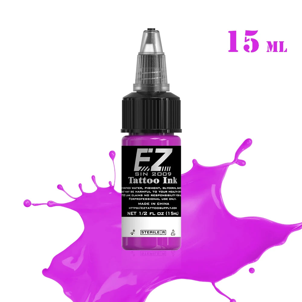 EZ Tattoo INK 25 Colors  1/2 oz 15ml/Bottle Tattoo Inks Pigment Kit for 3D Makeup Beauty Skin Body Art