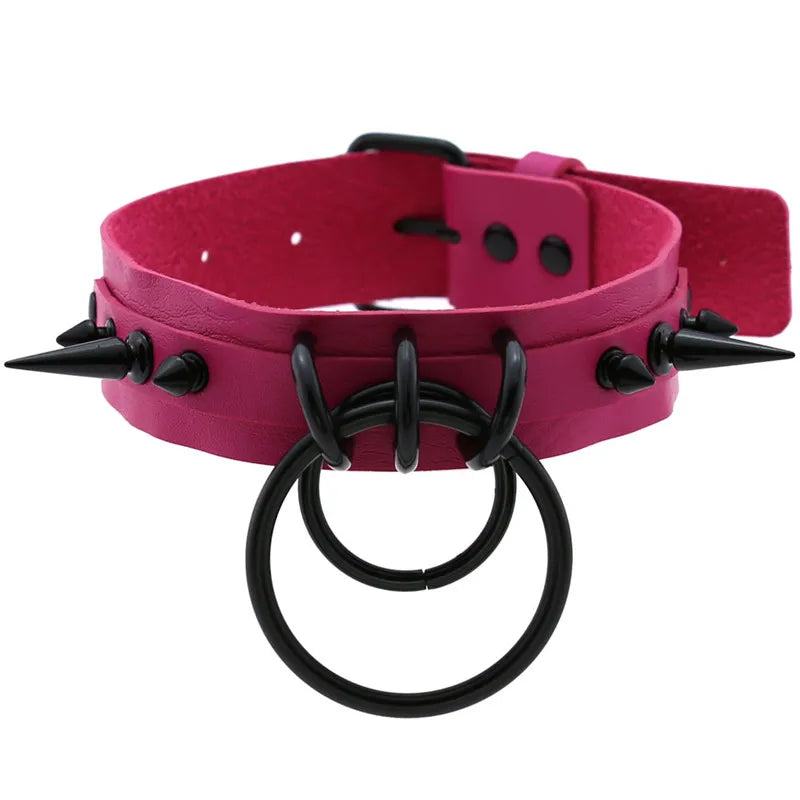 Gothic Spiked O-Ring Choker Collar