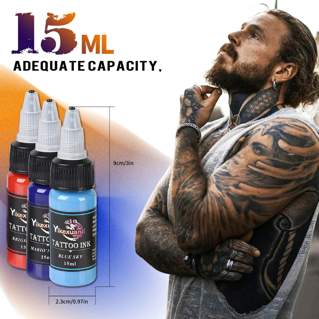 16-Color 15ml Tattoo Ink Set with Box