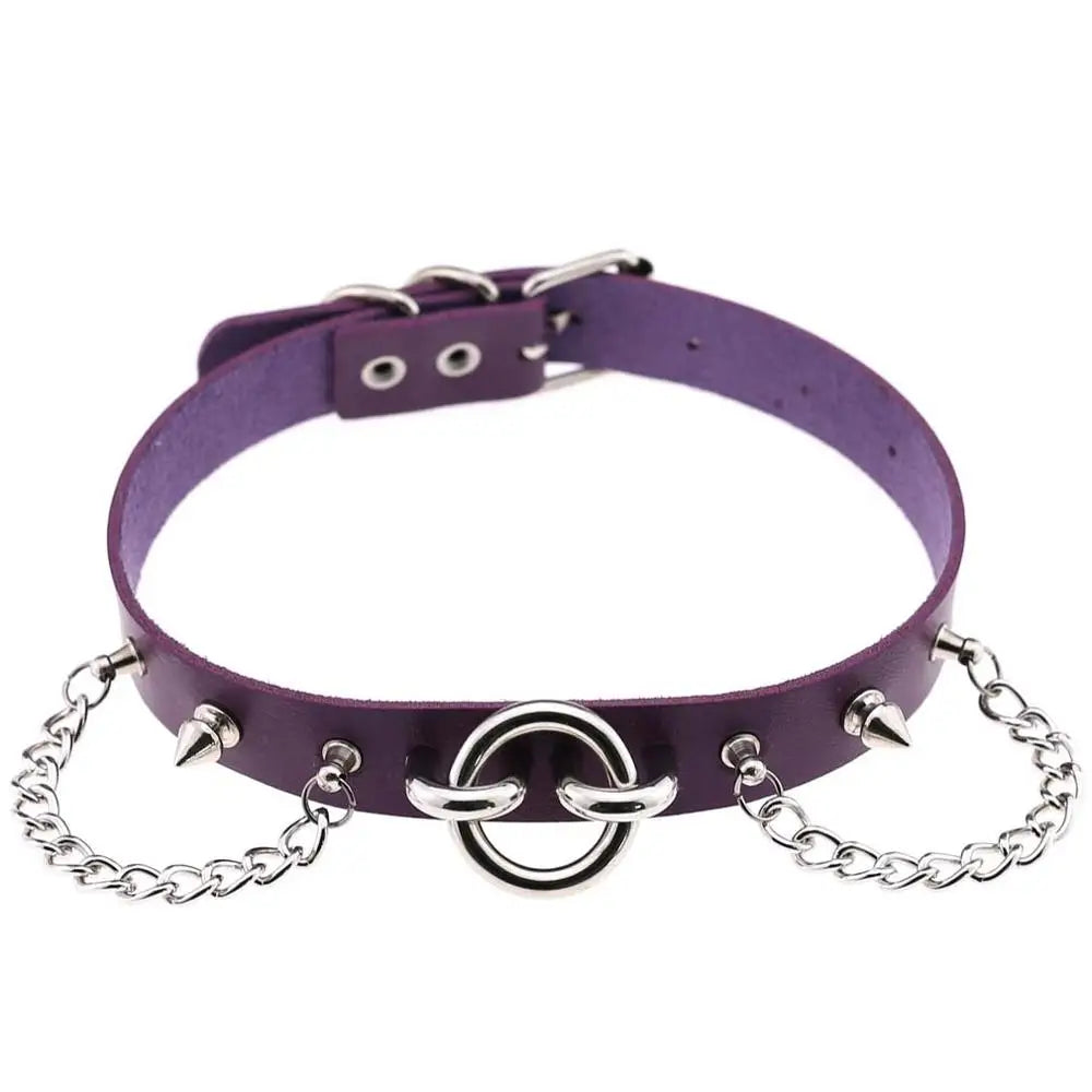 Gothic O-Ring & Chain Choker Collar
