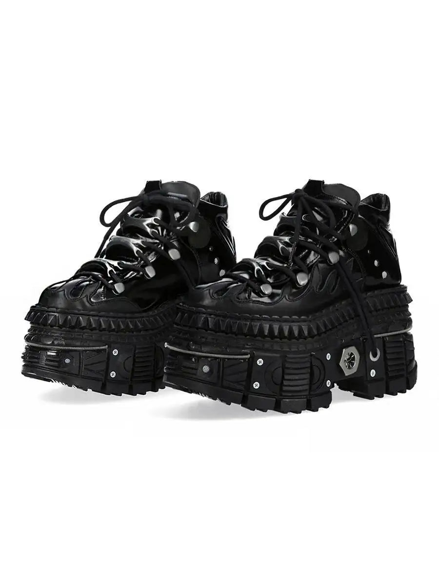 Black Gothic Chunky Platform High-Top Sneakers