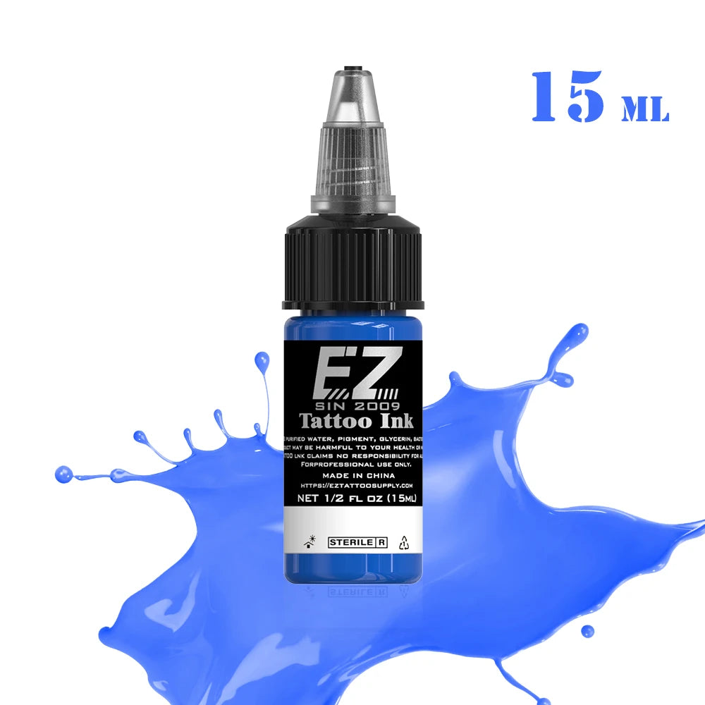 EZ Tattoo INK 25 Colors  1/2 oz 15ml/Bottle Tattoo Inks Pigment Kit for 3D Makeup Beauty Skin Body Art