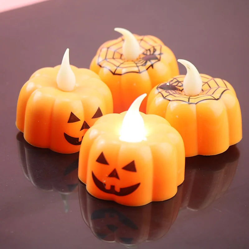 Desktop LED Candle Luminous Pumpkin Shaped Lantern 2025 Halloween Party DIY Decoration Light Trick Or Treat Festival Party Props
