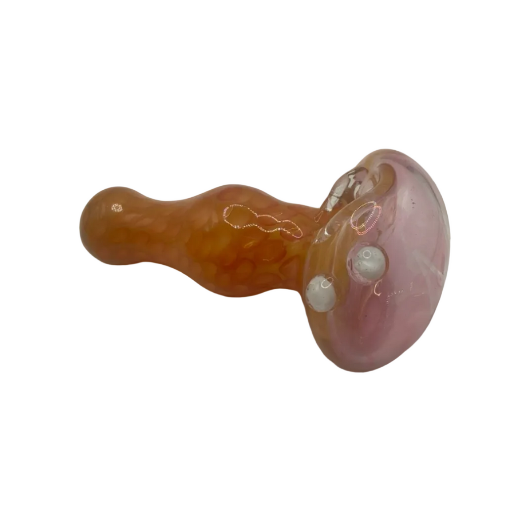 Peachy Shroom Glass Hand Pipe