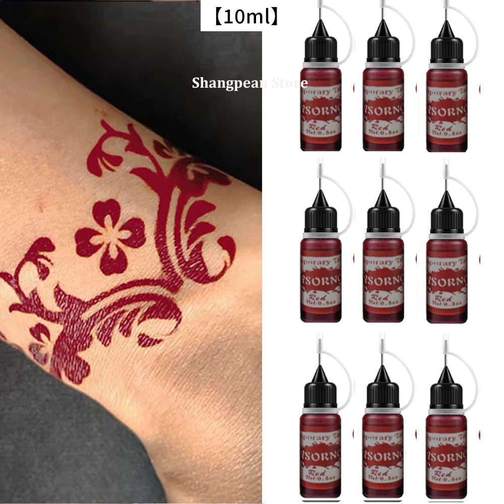 9-Pack 10ml Henna Temporary Tattoo Cones