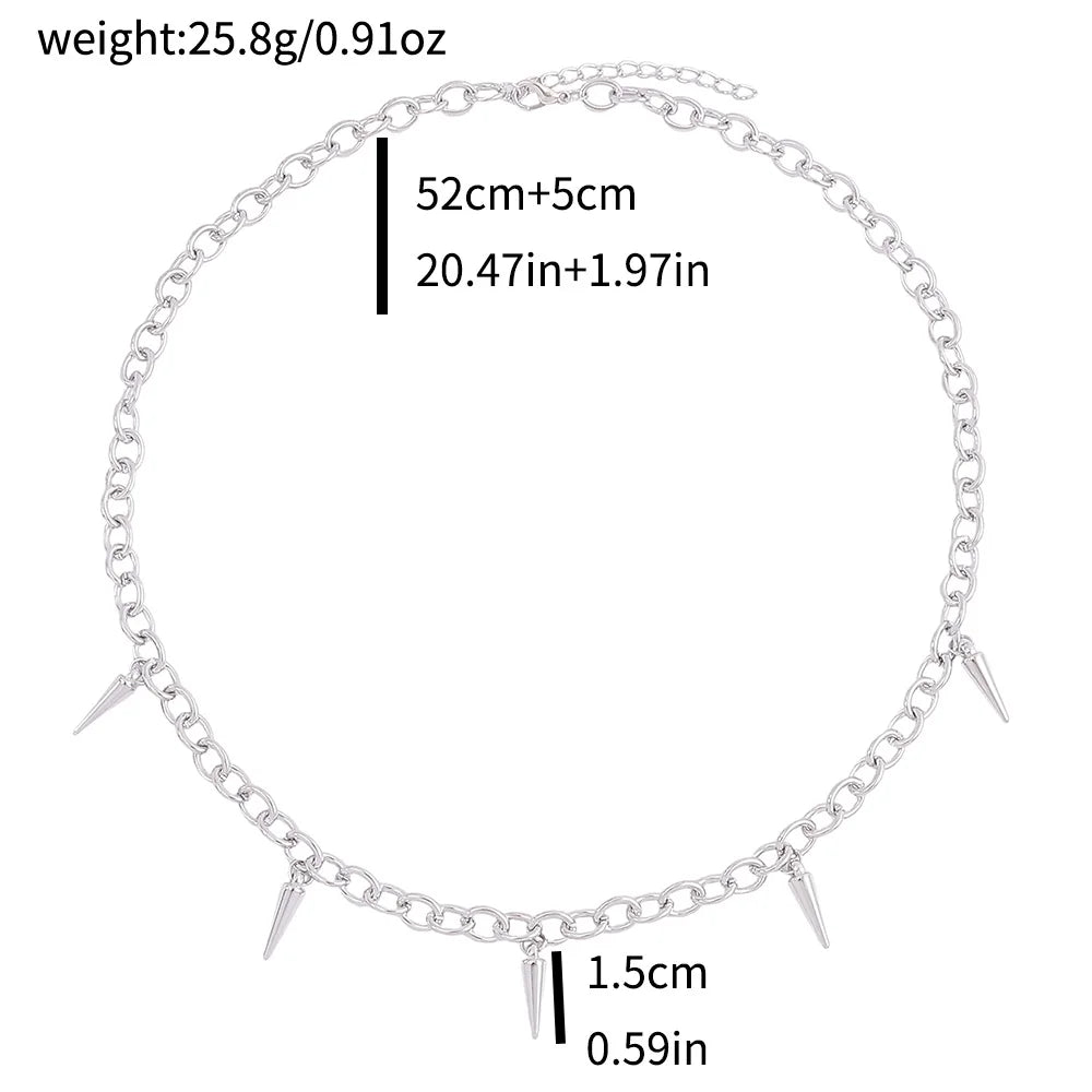 Y2K Punk Silver Spike Chain Necklace