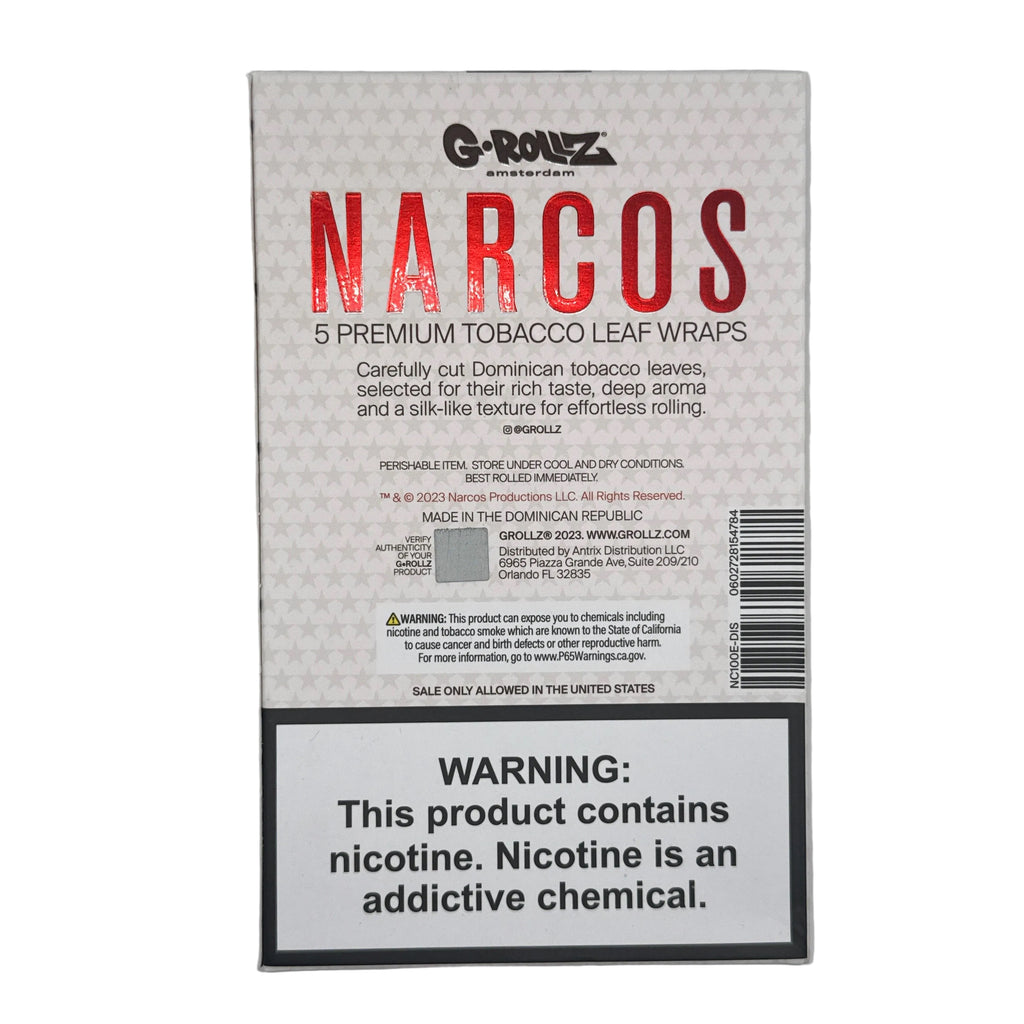 NARCOS PREMIUM TOBACCO LEAF WRAPS 5PK | COLOMBIAN CREAM 2.27 oz (FULL BOX)