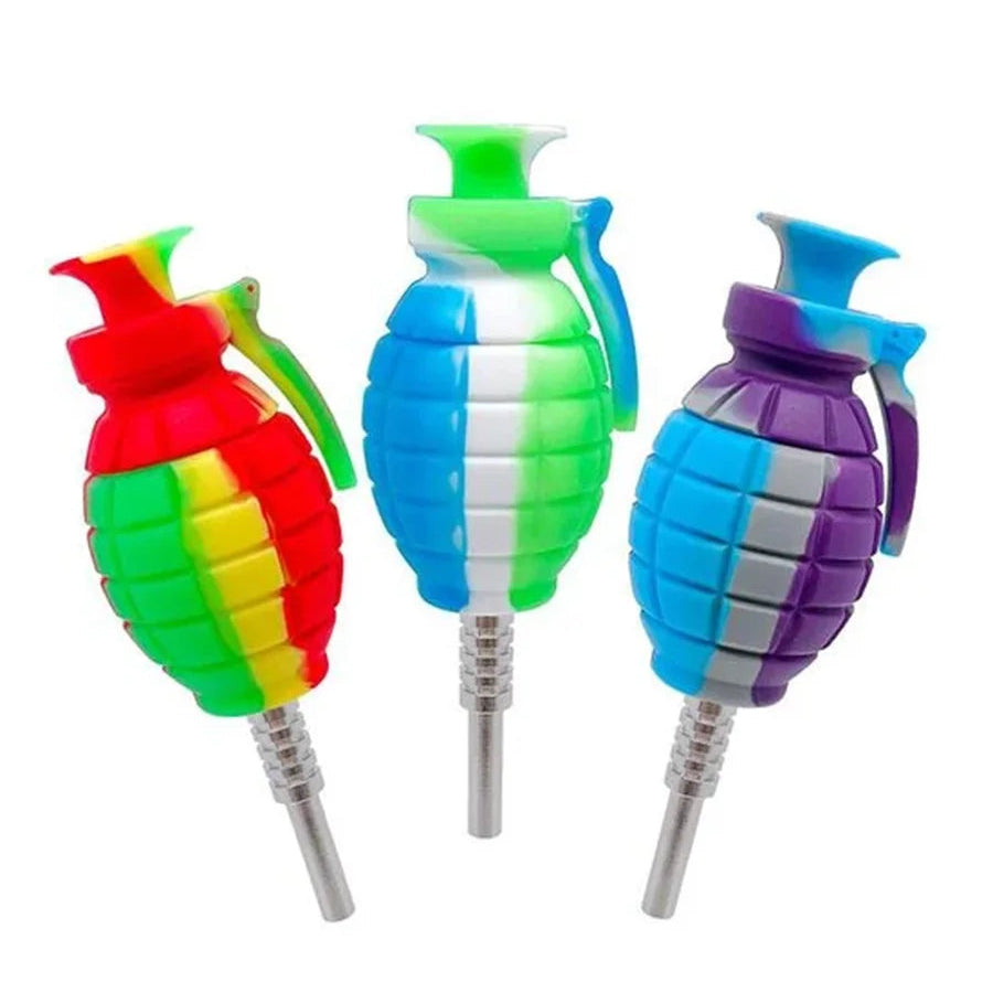 Silicone Grenade Nectar Collector with 14mm Titanium Tip (Assorted Colors)