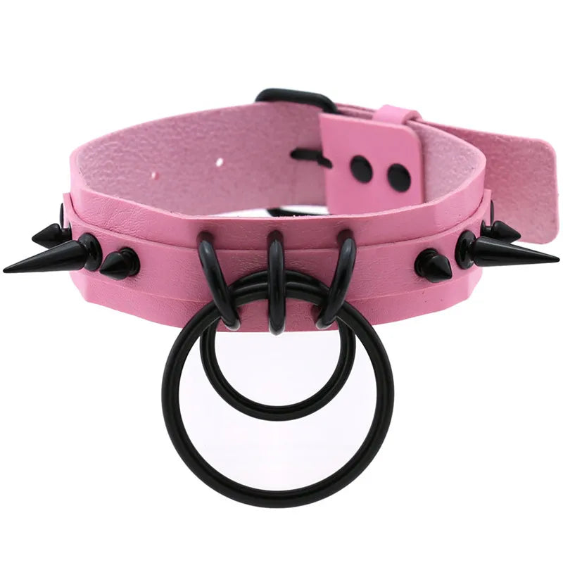 Gothic Spiked O-Ring Choker Collar
