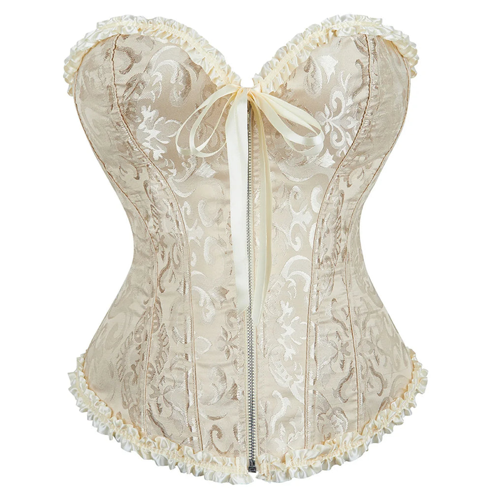 Vintage Gothic Jacquard Overbust Corset