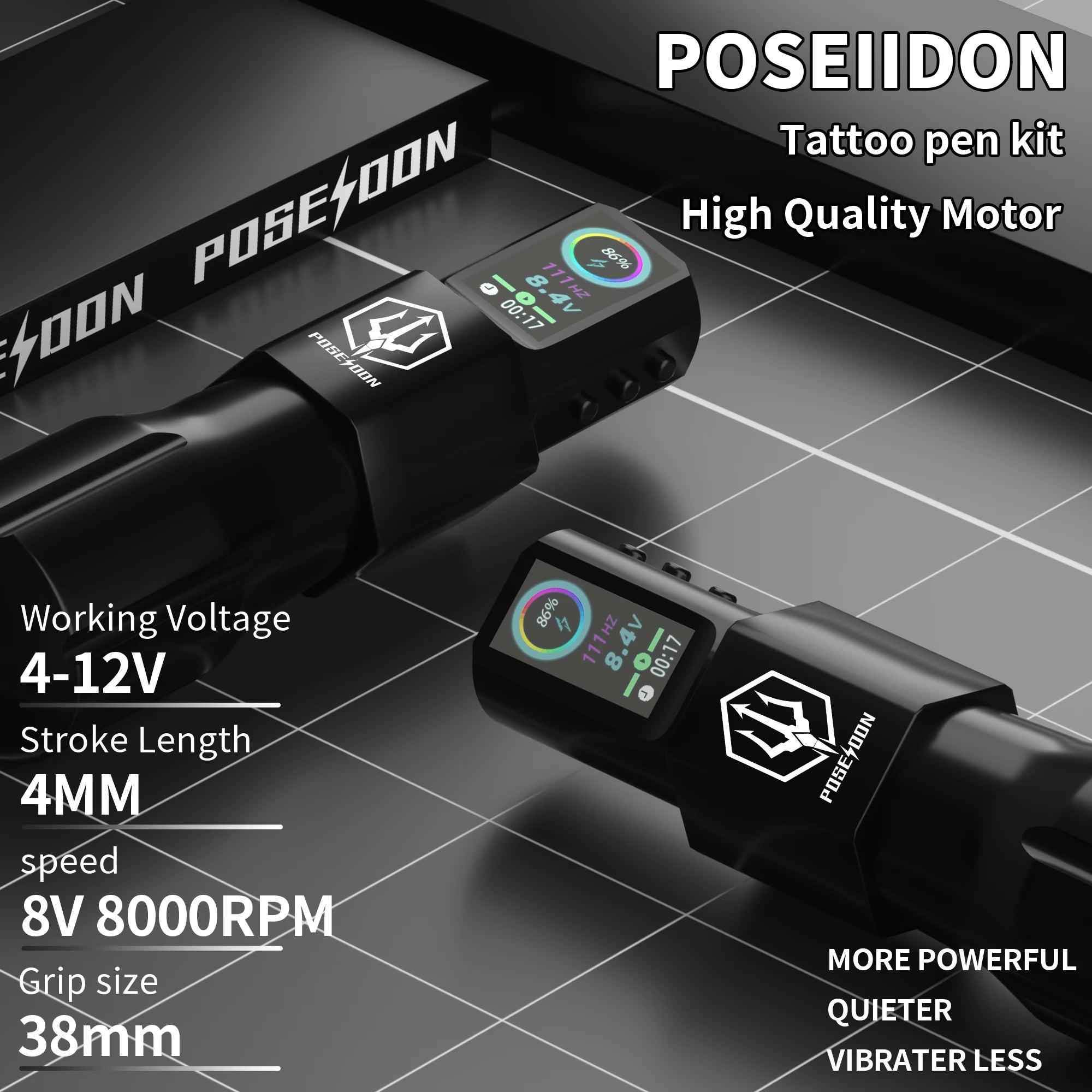 Tattoo Kit POSEIDON Hot Sale Tattoo Pen Kit For Permanent Makeup Tattoo Machine Kit Fashion Tattoo Power Supply Tattoo Gun Kit
