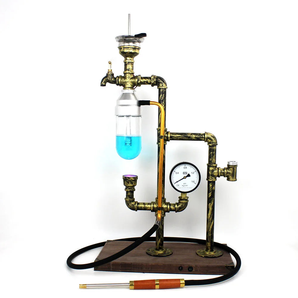 Big Metal Stem Hukka Night Club Shisha Bar Hookah Set Rechargeable LED Light Tall Chicha Narguile Hookah