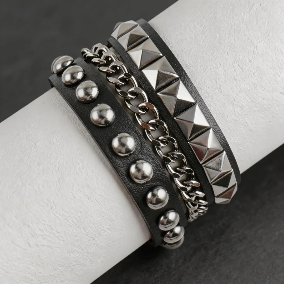3Pcs/Set Leather Bracelet