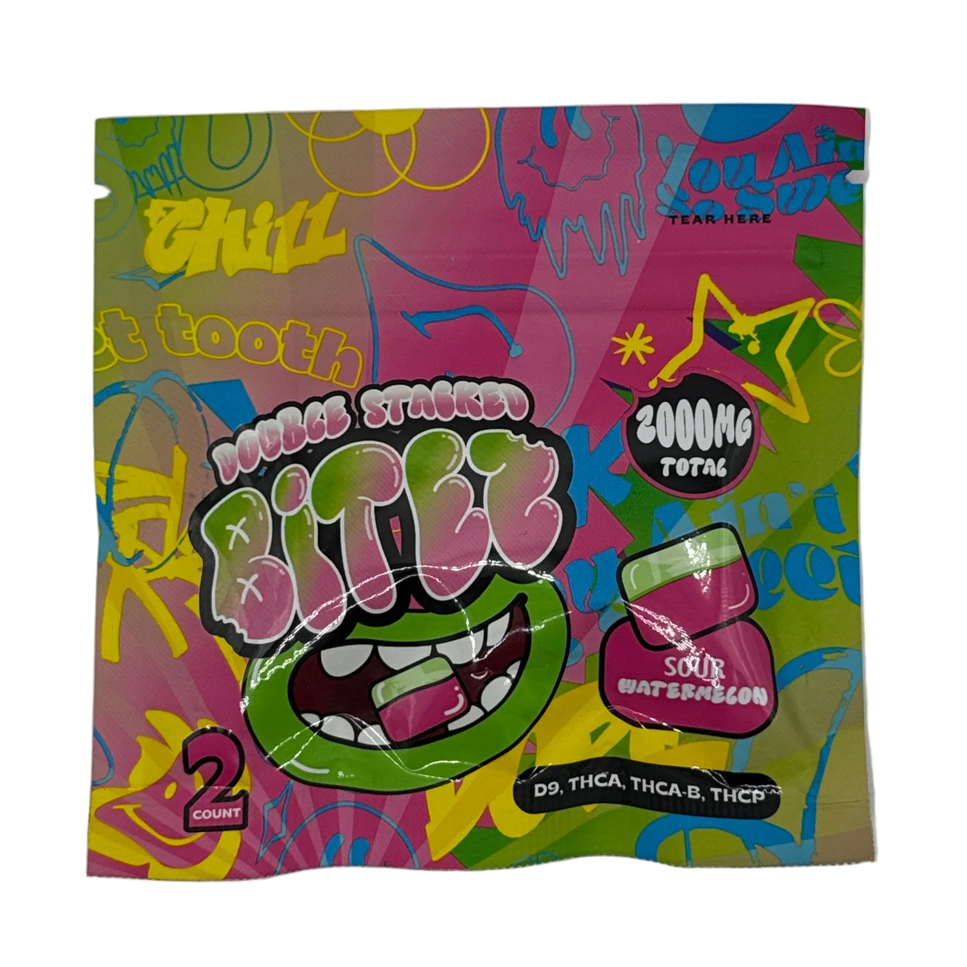 Double Stacked Bitez - Sour Blue Rasberry / Sour Watermelon (2ct) Gummies