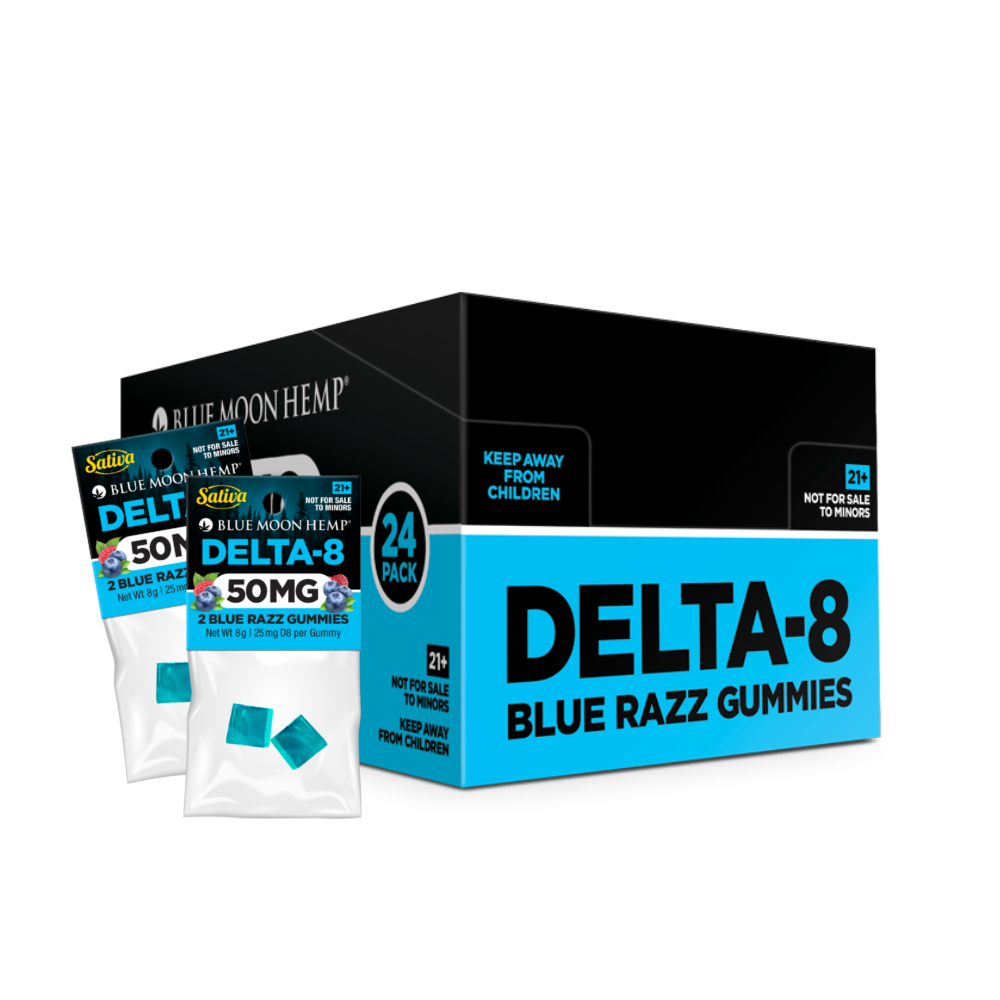 Delta 8 Blue Razz Gummies 2-Pack Box 24