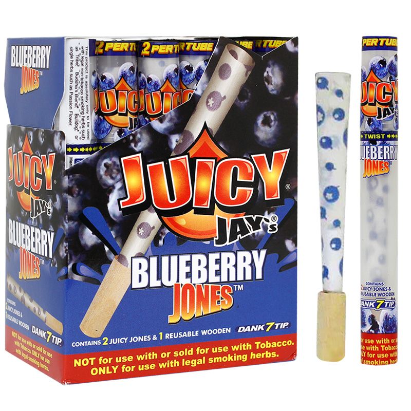 Juicy Jay’s Jones: 2PK Pre-Rolled Cones w. Dank 7 Wooden Tips | 24pc Display