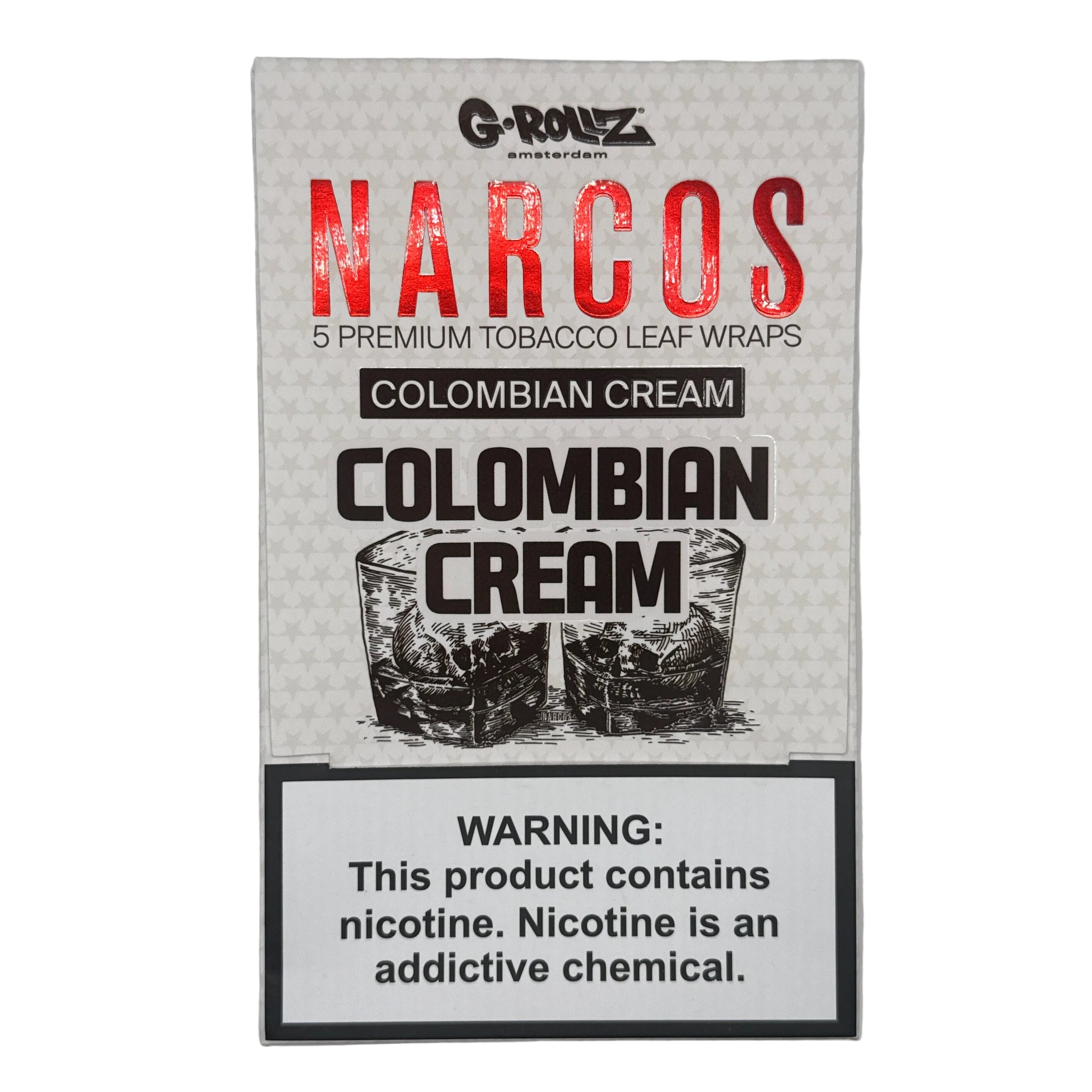 NARCOS PREMIUM TOBACCO LEAF WRAPS 5PK | COLOMBIAN CREAM 2.27 oz (FULL BOX)