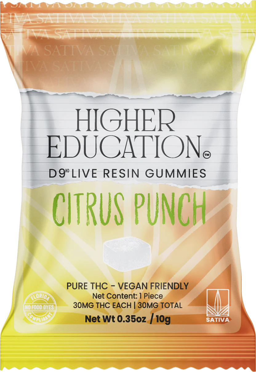 Higher Education 1200mg D9 Live Resin Gummies (30mg ea) 40ct
