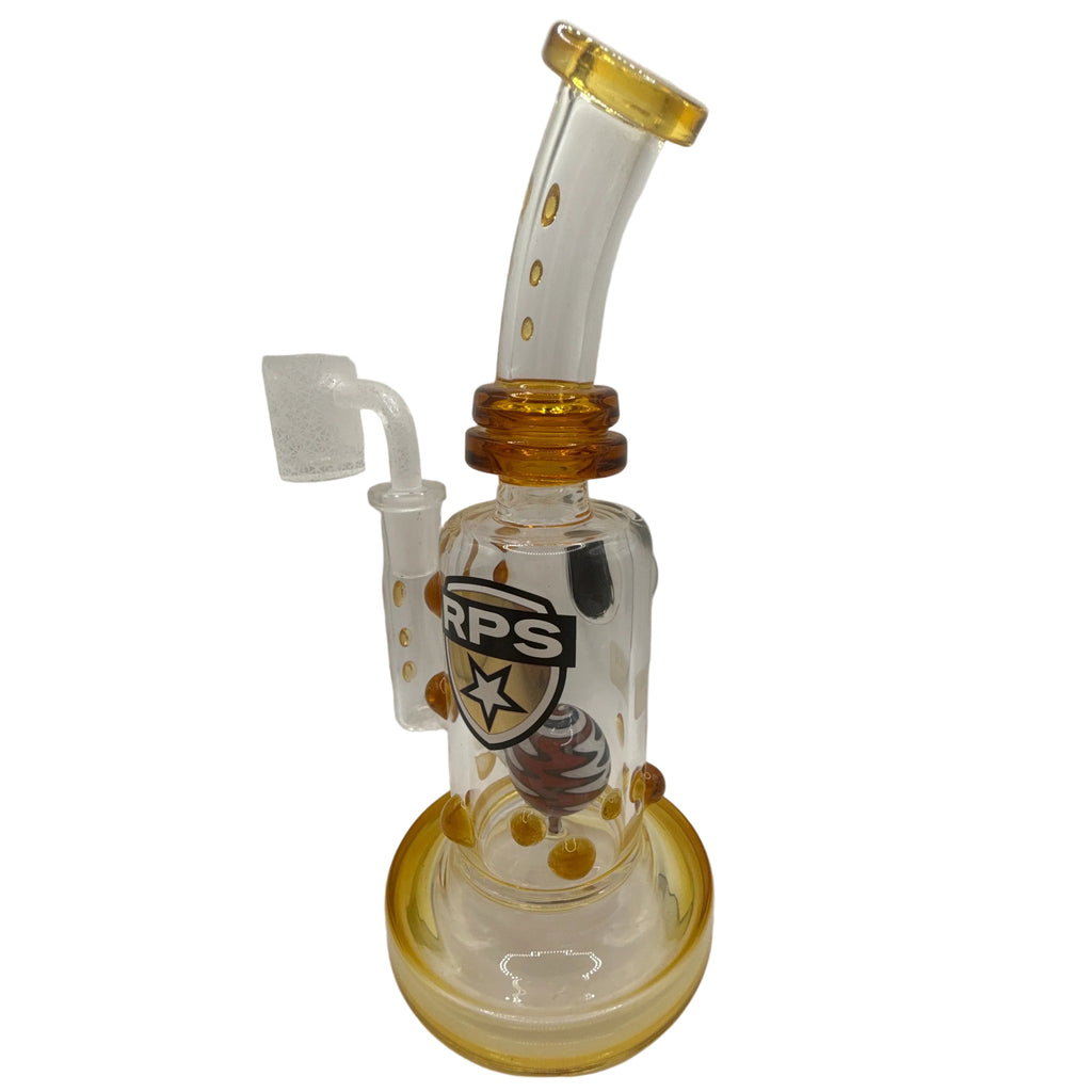 RPS Mini Bent Neck Dab Rig w/ Fixed Perc (Amber Accents)