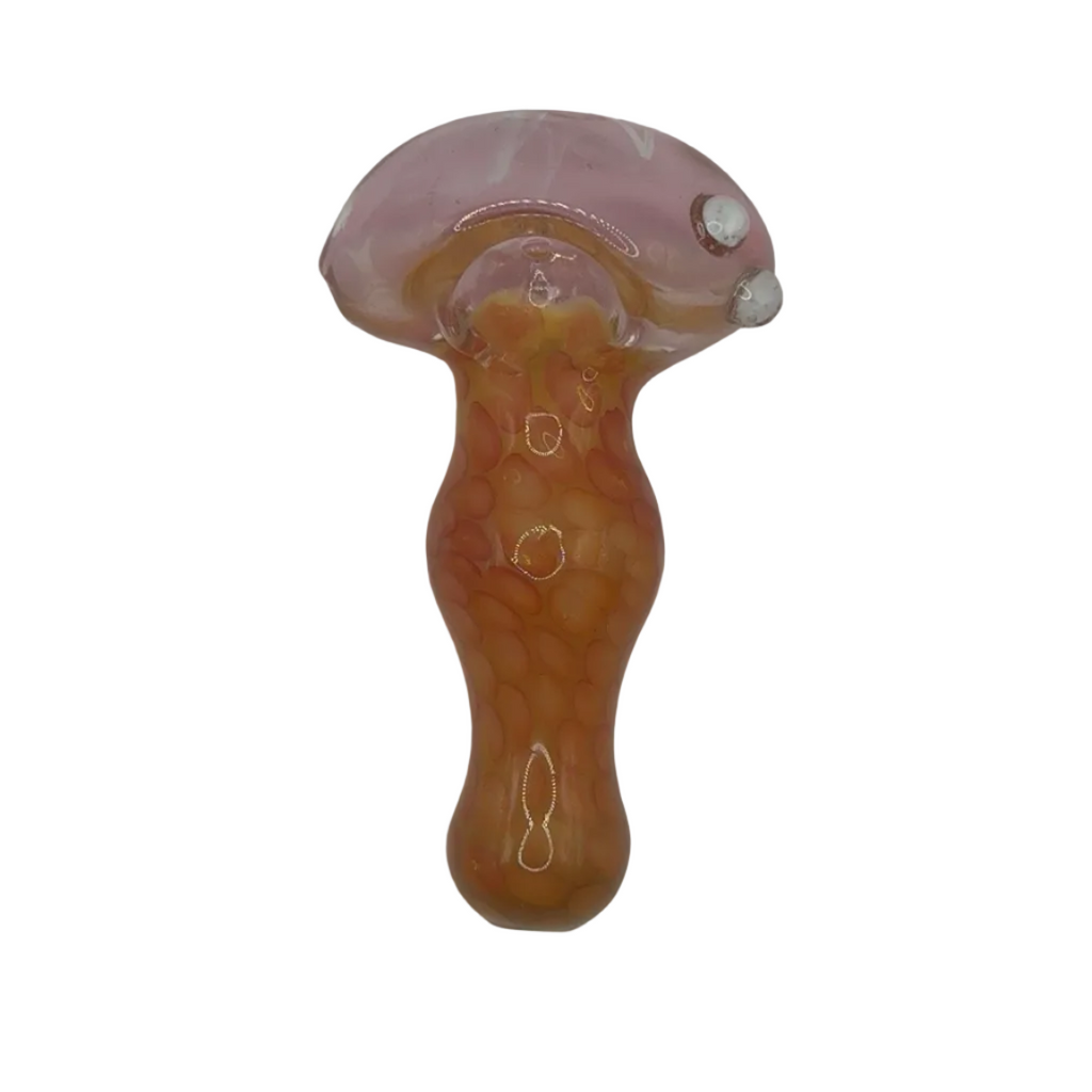 Peachy Shroom Glass Hand Pipe