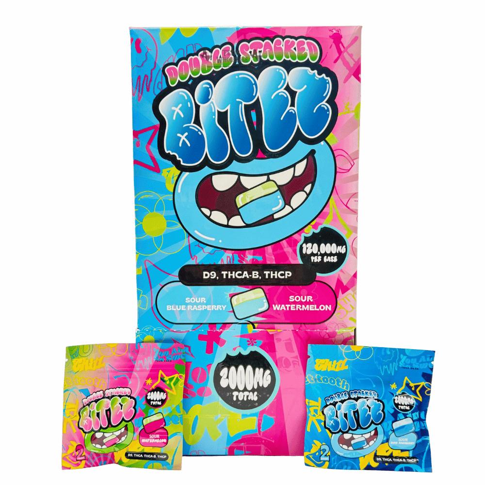 Double Stacked Bitez - Sour Blue Rasberry / Sour Watermelon (2ct) Gummies