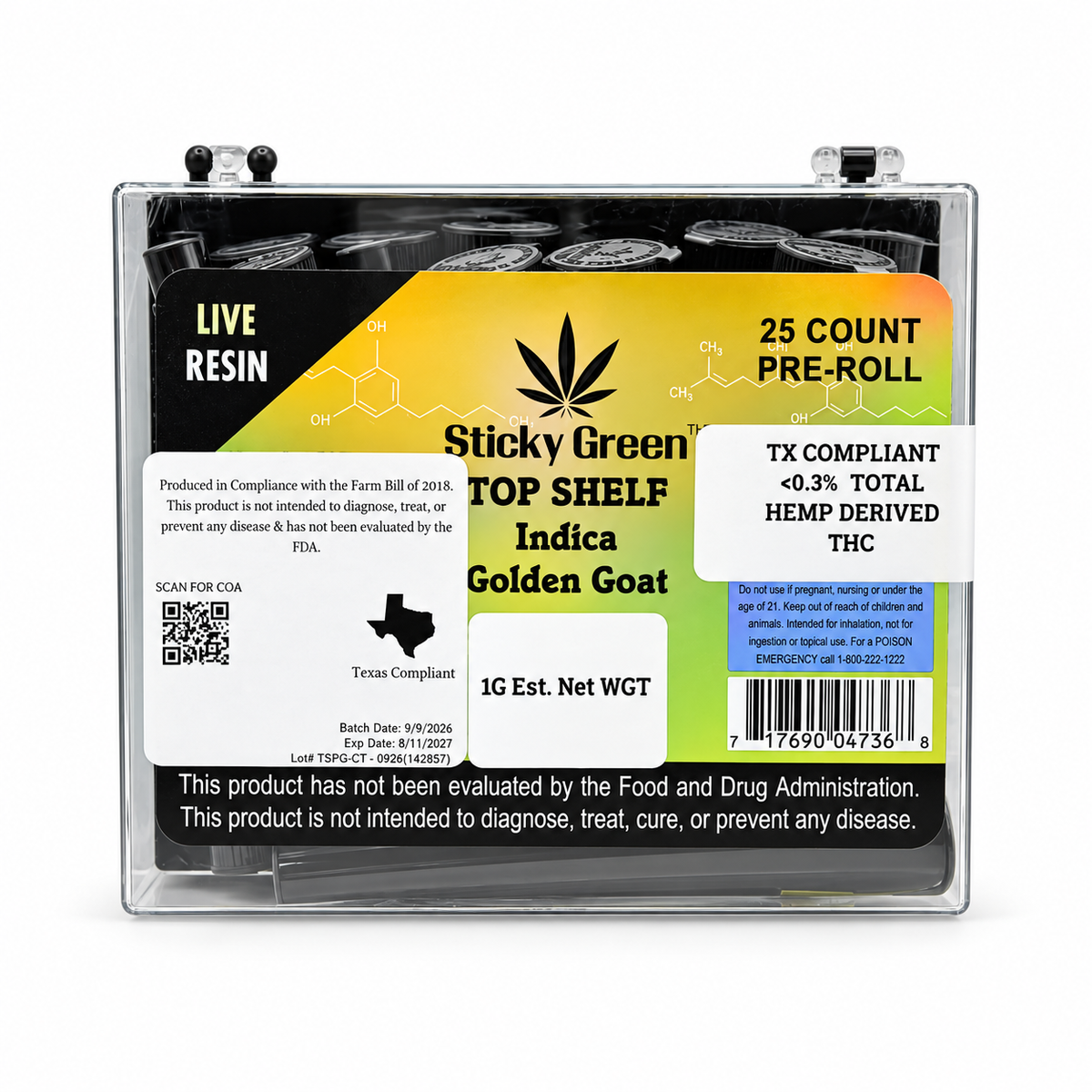 Golden Goat Infused Top Shelf Pre Rolls (Indica)