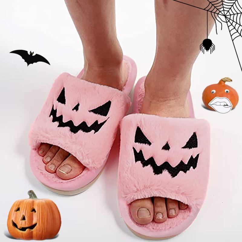 Halloween Pumpkin Plush Slippers
