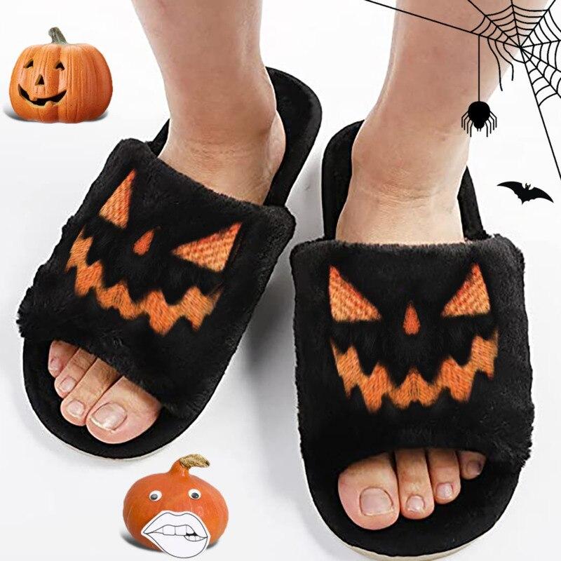 Halloween Pumpkin Plush Slippers